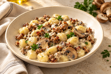 Ricetta Gnocchi con Funghi, Salsiccia e Taleggio