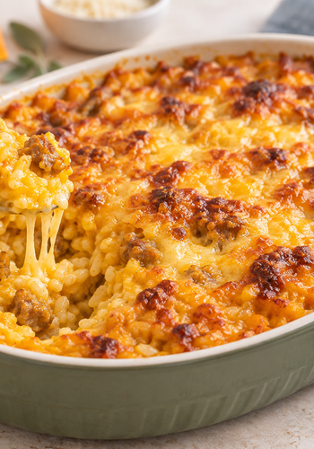 Ricetta Risotto al Forno Gratinato con Zucca e Salsiccia