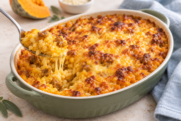 Risotto al Forno Gratinato con Zucca e Salsiccia