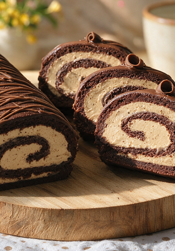 Ricetta Torta Rotolo al Cioccolato con Crema al Caffè