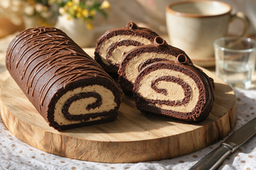 Torta Rotolo al Cioccolato con Crema al Caffè