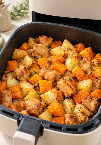 Ricetta Bocconcini di Pollo con Patate e Zucca in Friggitrice ad Aria