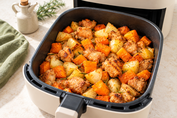 Bocconcini di Pollo con Patate e Zucca in Friggitrice ad Aria