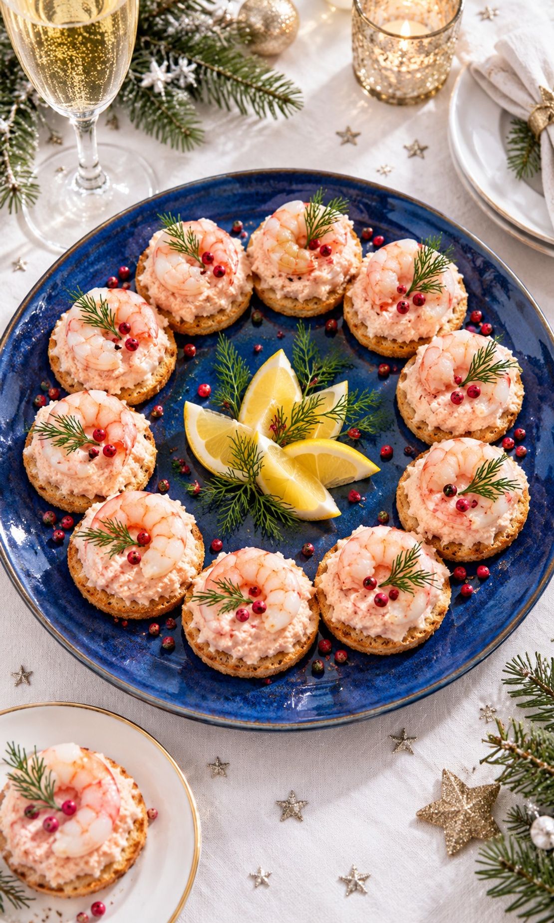 Crostini con Gamberetti e Crema di Salmone