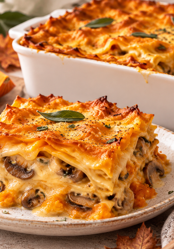 Ricetta Lasagna Autunnale con Besciamella di Zucca, Funghi e Noci