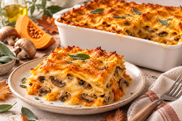 Lasagna Autunnale con Besciamella di Zucca, Funghi e Noci
