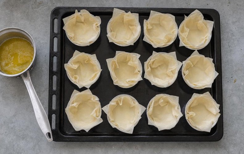 Cestini di Pasta Fillo con Crema al Mascarpone e Lamponi: passo 1