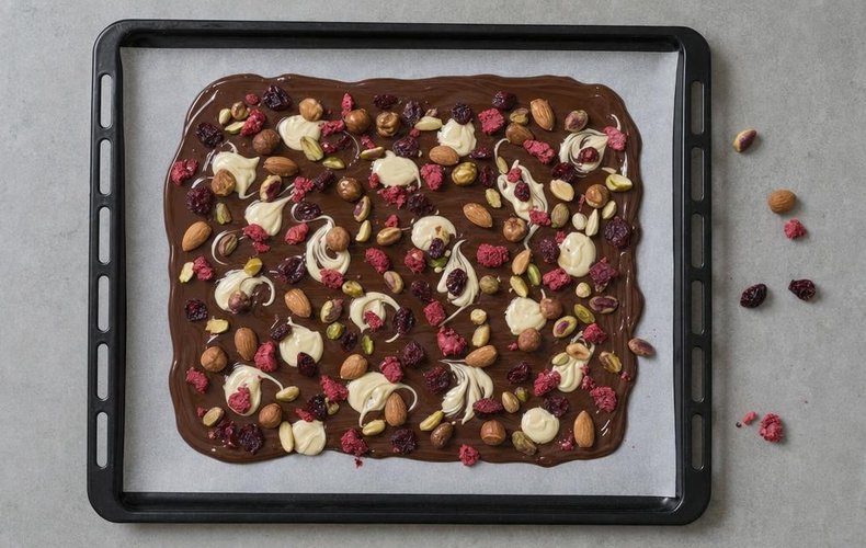 Chocolate Bark con Frutta Secca e Frutti di Bosco: passo 4