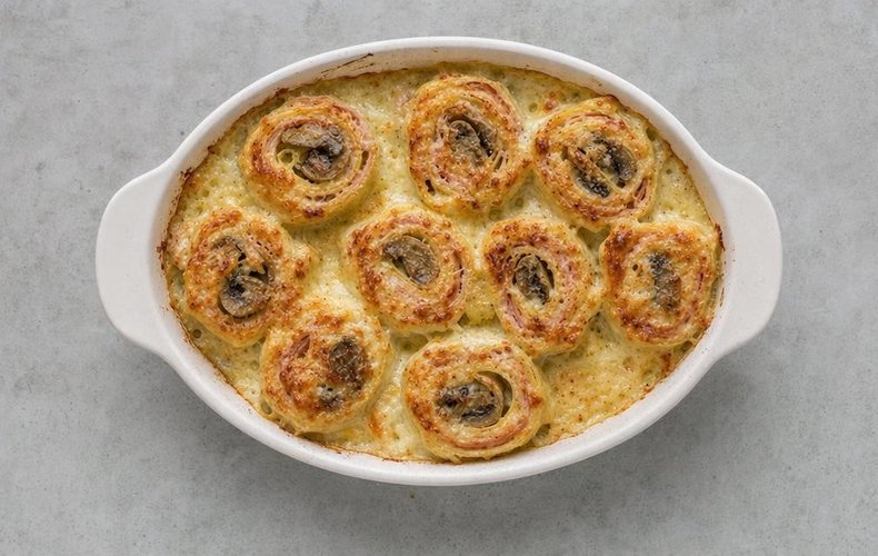 Girelle di Lasagna Prosciutto e Funghi: passo 8
