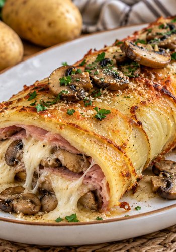 Ricetta Rotolo di Patate, Funghi e Scamorza