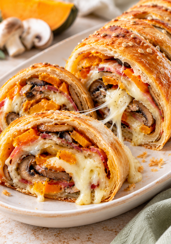 Ricetta Strudel Salato con Zucca e Funghi